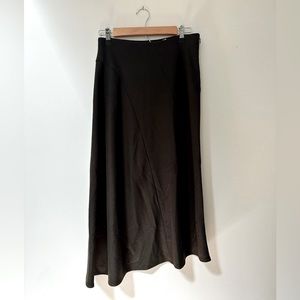 VINCE Asymmetrical Winter Wool Maxi Skirt Dark green/brown